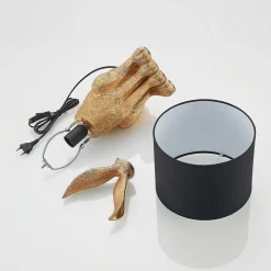 Lindby tafellamp Lorentina, hoogte 57 cm, konijn, goud, textiel