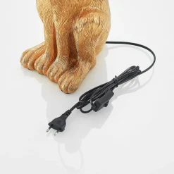 Lindby tafellamp Lorentina, hoogte 57 cm, konijn, goud, textiel