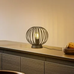 Lindby tafellamp Maivi, zwart, 25 cm, ijzer, kooi