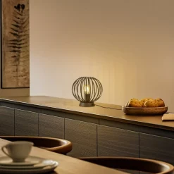 Lindby tafellamp Maivi, zwart, 25 cm, ijzer, kooi