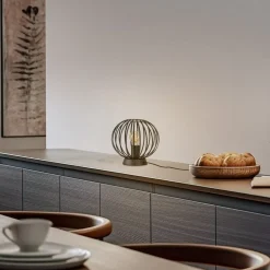 Lindby tafellamp Maivi, zwart, 25 cm, ijzer, kooi