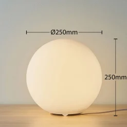 Lindby tafellamp Marike, wit, glas, bol, Ø 25 cm, E27
