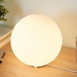 Lindby tafellamp Marike, wit, glas, bol, Ø 25 cm, E27