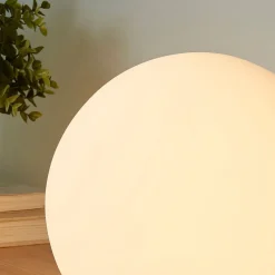 Lindby tafellamp Marike, wit, glas, bol, Ø 25 cm, E27