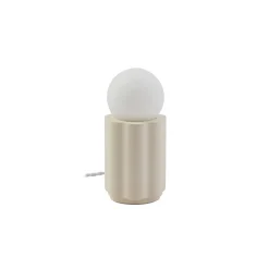 Lindby tafellamp Nielson, beige, kap hoogte 8,5 cm, gips