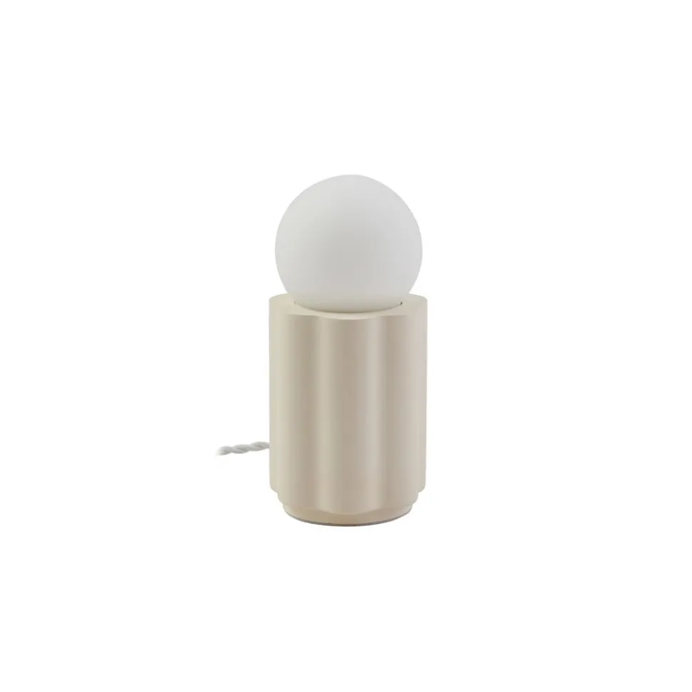 Lindby tafellamp Nielson, beige, kap hoogte 8,5 cm, gips