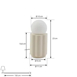 Lindby tafellamp Nielson, beige, kap hoogte 8,5 cm, gips