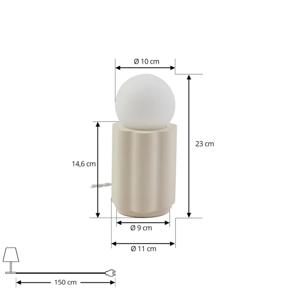 Lindby tafellamp Nielson, beige, kap hoogte 8,5 cm, gips