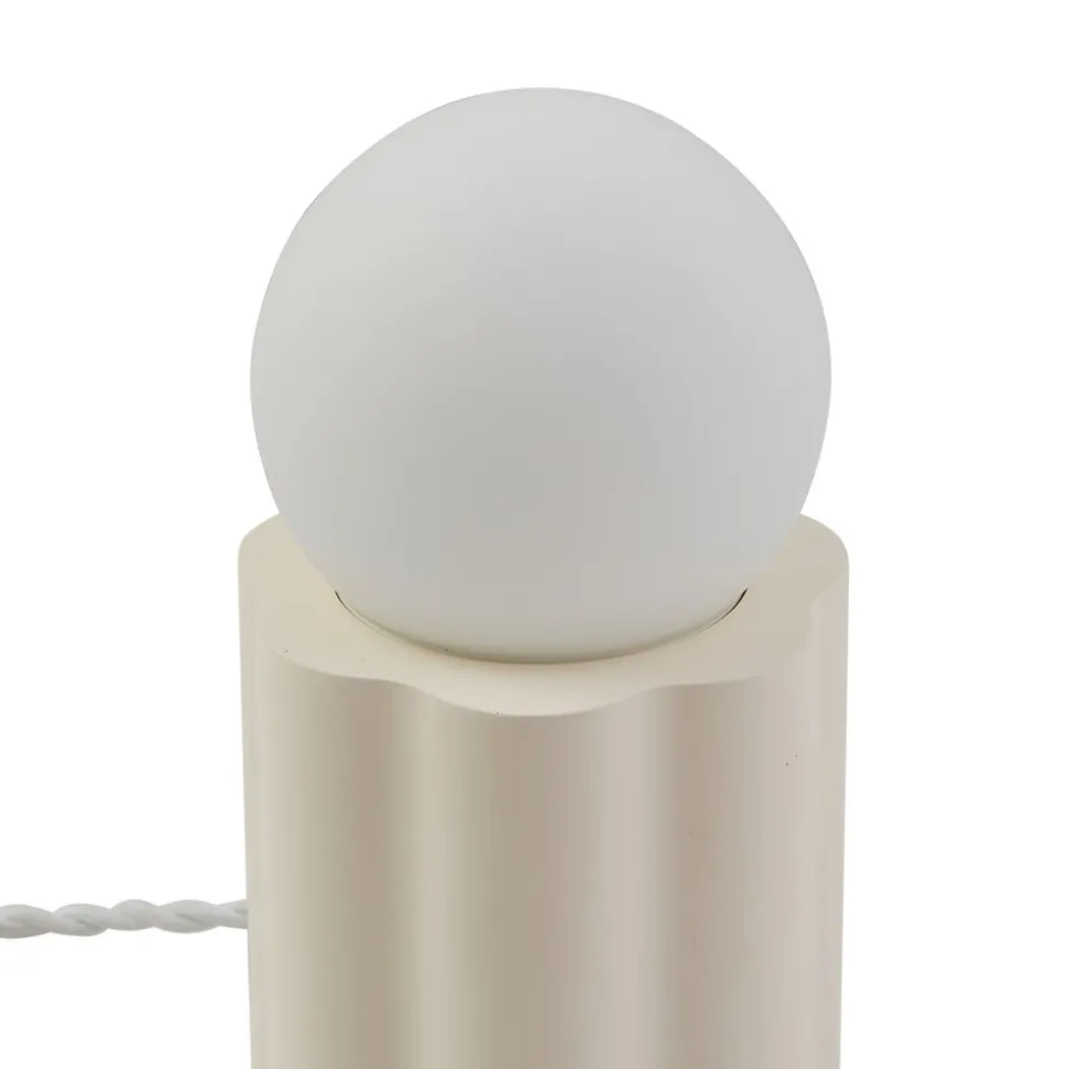 Lindby tafellamp Nielson, beige, kap hoogte 8,5 cm, gips