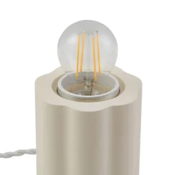 Lindby tafellamp Nielson, beige, kap hoogte 8,5 cm, gips