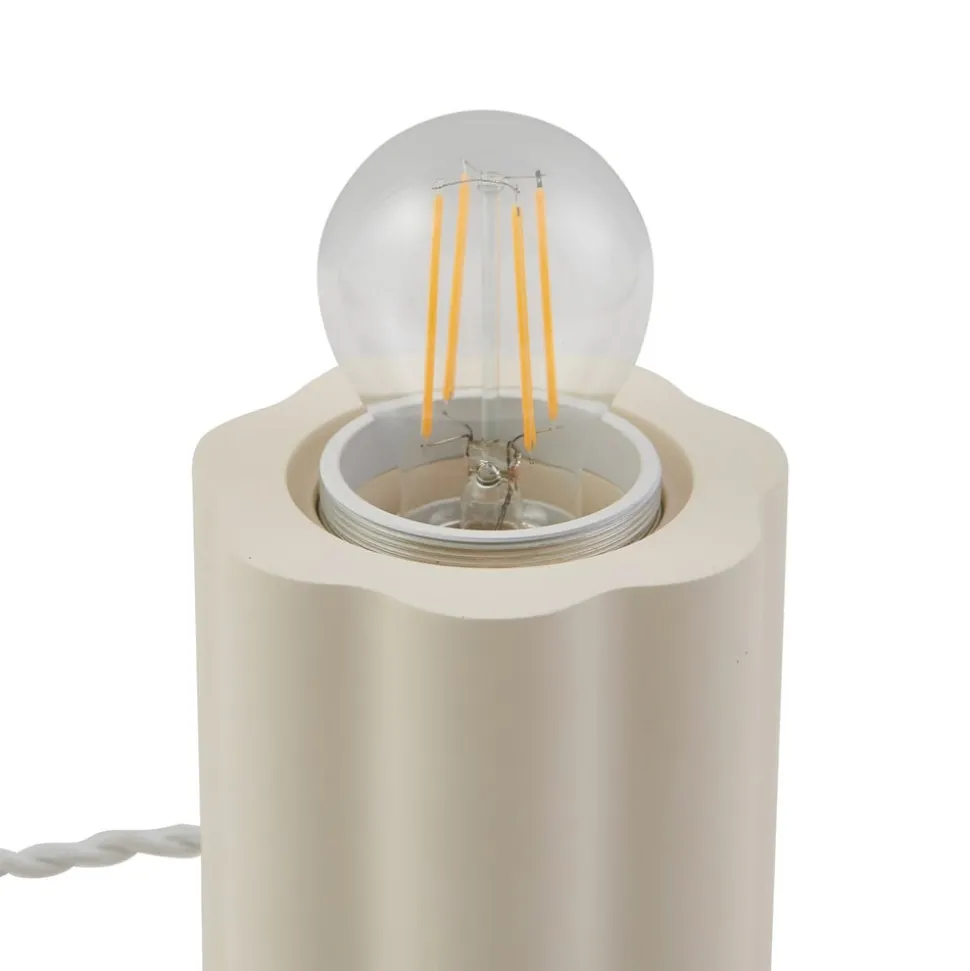 Lindby tafellamp Nielson, beige, kap hoogte 8,5 cm, gips