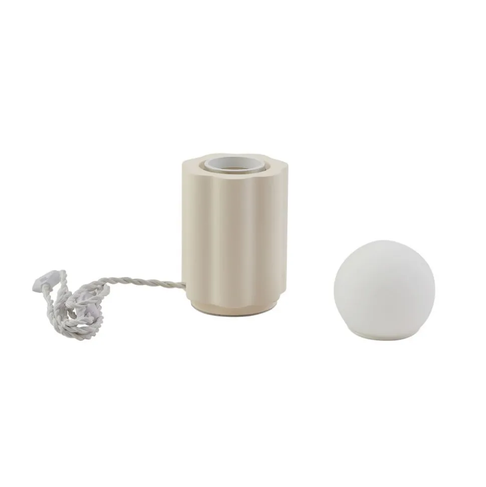 Lindby tafellamp Nielson, beige, kap hoogte 8,5 cm, gips