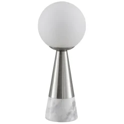 Lindby tafellamp Noana, mat nikkel, opaalglas/marmer