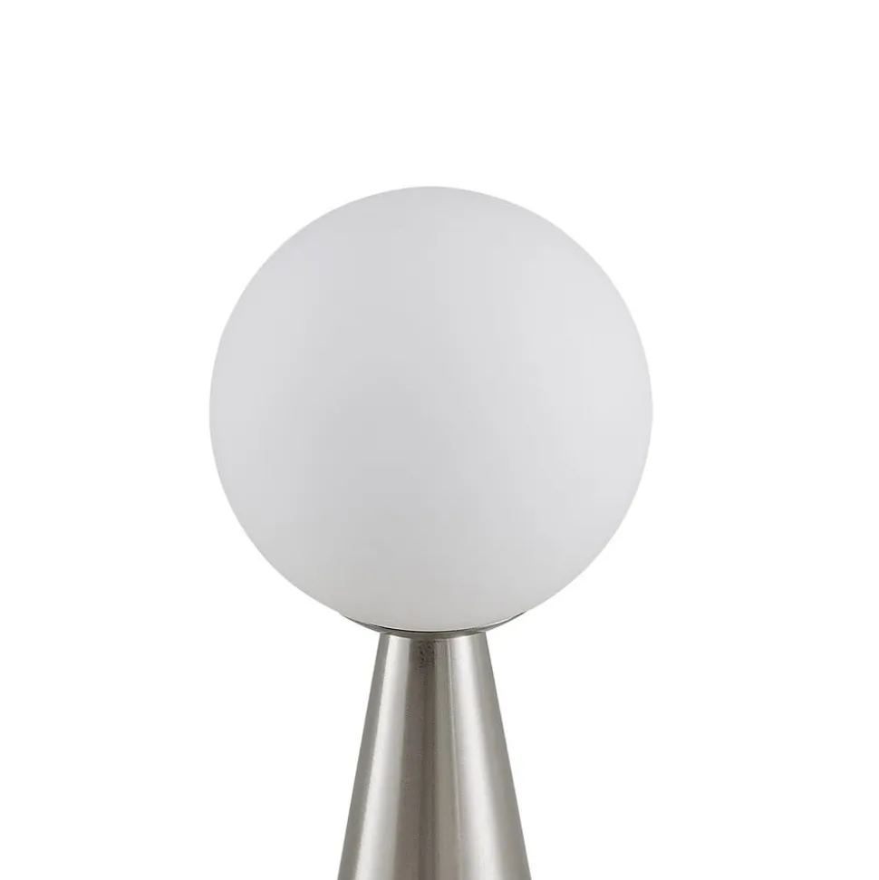 Lindby tafellamp Noana, mat nikkel, opaalglas/marmer