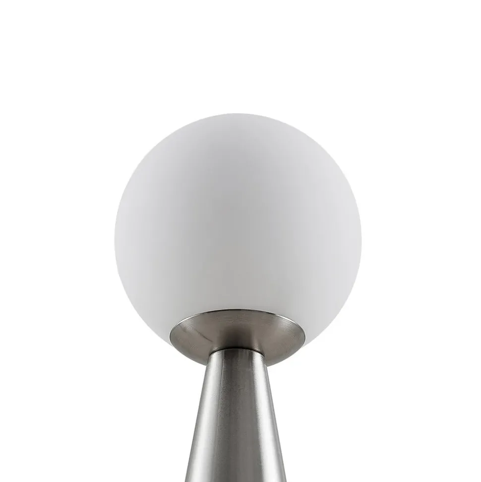 Lindby tafellamp Noana, mat nikkel, opaalglas/marmer