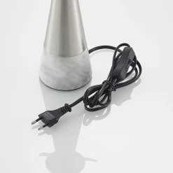 Lindby tafellamp Noana, mat nikkel, opaalglas/marmer