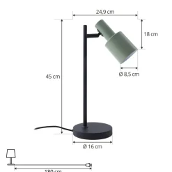Lindby tafellamp Ovelia, groen/zwart, metaal, E27