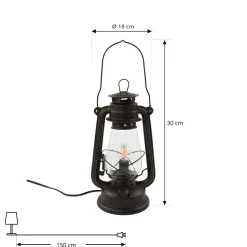 Lindby tafellamp Raisa, roestkleurig, metaal, lantaarn, E14