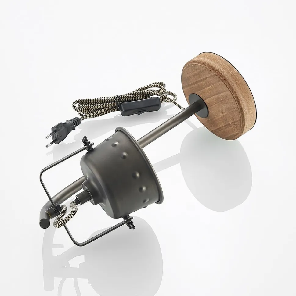 Lindby tafellamp Rubinjo, 37cm, zwart, hout, metaal, GU10