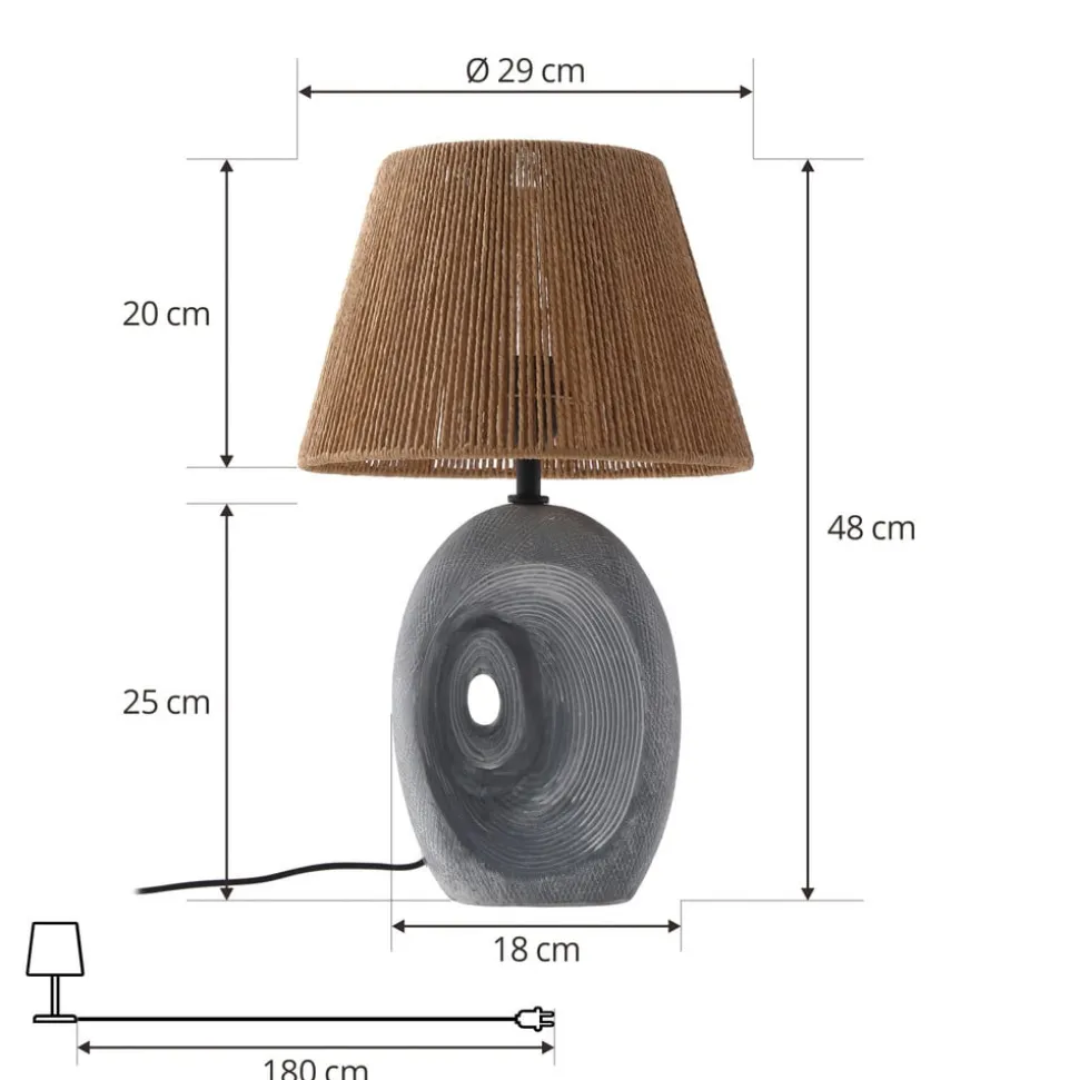 Lindby tafellamp Seasur, blauw-grijs, keramiek, papier, 29cm