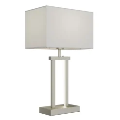 Lindby tafellamp Sigurd, wit, stof, hoogte 54cm, E27