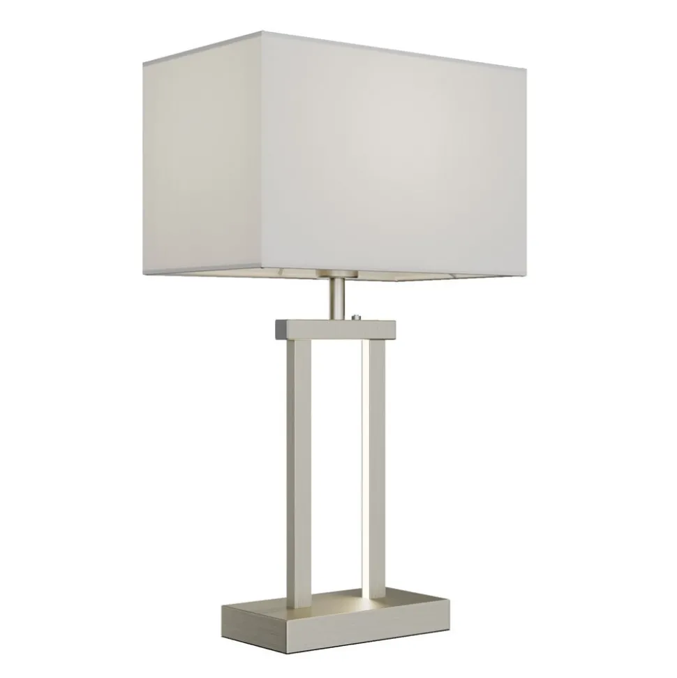 Lindby tafellamp Sigurd, wit, stof, hoogte 54cm, E27