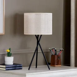 Lindby tafellamp Soula, Ø 26 cm, beige, kunststof, E27