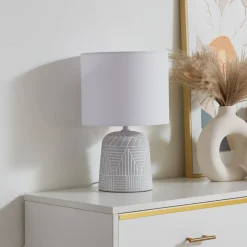 Lindby tafellamp Thalassia, wit, Ø 26 cm, keramiek