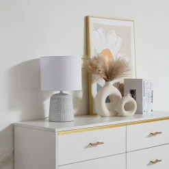 Lindby tafellamp Thalassia, wit, Ø 26 cm, keramiek