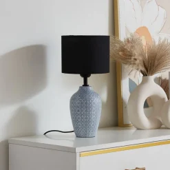 Lindby tafellamp Thalassia, grijs/zwart, Ø 20cm, keramiek