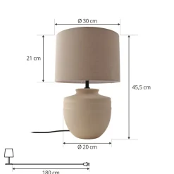 Lindby tafellamp Thalassia, beige, Ø 30 cm, keramiek