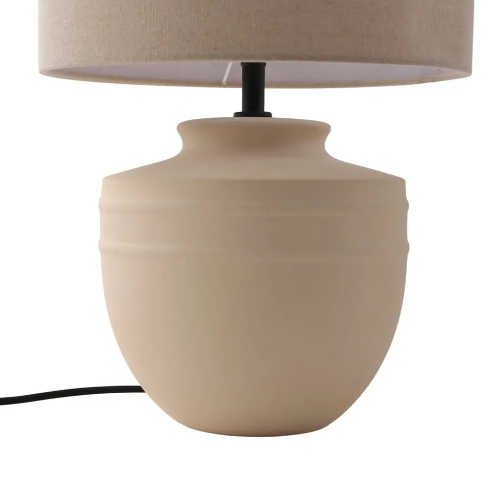 Lindby tafellamp Thalassia, beige, Ø 30 cm, keramiek