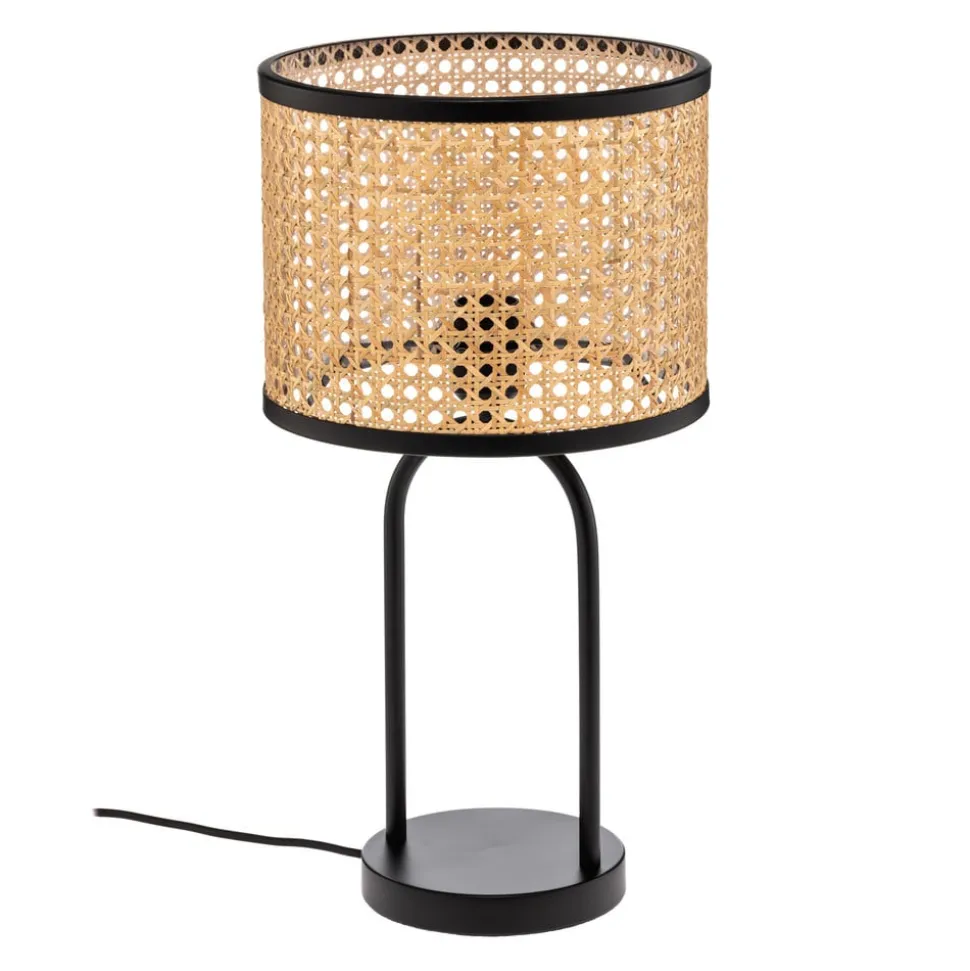 Lindby tafellamp Yaelle, 50 cm hoog, rotan, zwart, E27