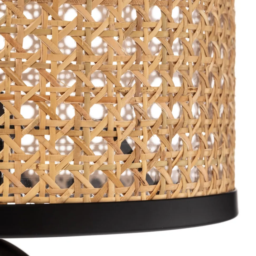 Lindby tafellamp Yaelle, 50 cm hoog, rotan, zwart, E27