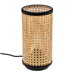 Lindby tafellamp Yaelle, 30 cm hoog, rotan, zwart, E27