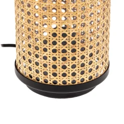 Lindby tafellamp Yaelle, 30 cm hoog, rotan, zwart, E27