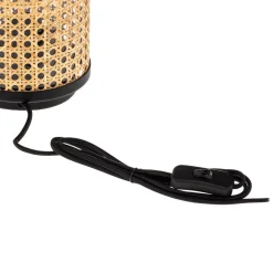 Lindby tafellamp Yaelle, 30 cm hoog, rotan, zwart, E27