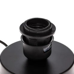 Lindby tafellamp Yaelle, 30 cm hoog, rotan, zwart, E27