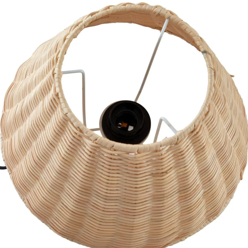 Lindby tafellamp Zyralia, houtkleurig, rotan, Ø 30 cm