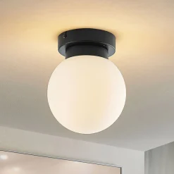 Lindby Tavino plafondlamp, bolvormige kap, zwart