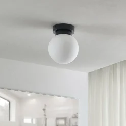 Lindby Tavino plafondlamp, bolvormige kap, zwart