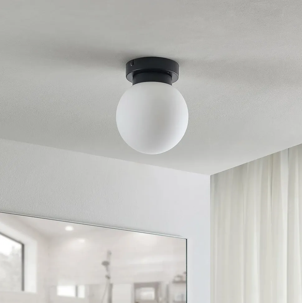 Lindby Tavino plafondlamp, bolvormige kap, zwart