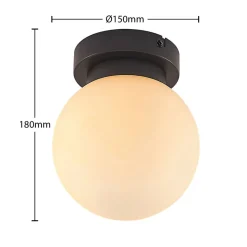 Lindby Tavino plafondlamp, bolvormige kap, zwart
