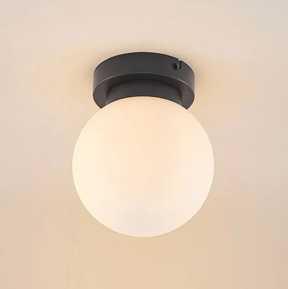 Lindby Tavino plafondlamp, bolvormige kap, zwart