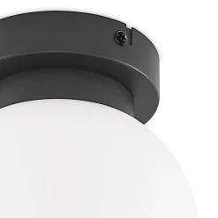 Lindby Tavino plafondlamp, bolvormige kap, zwart