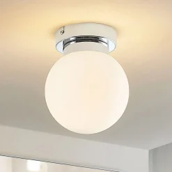 Lindby Tavino plafondlamp, bolvormige kap, chroom