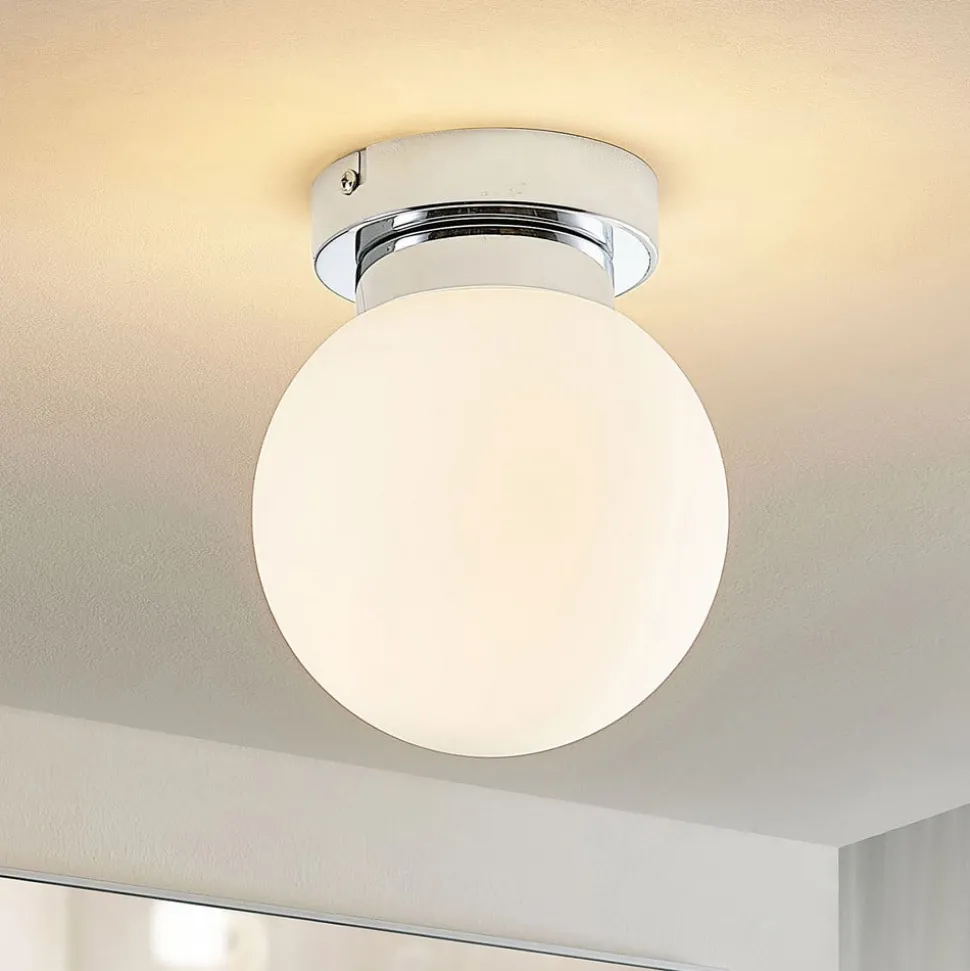 Lindby Tavino plafondlamp, bolvormige kap, chroom