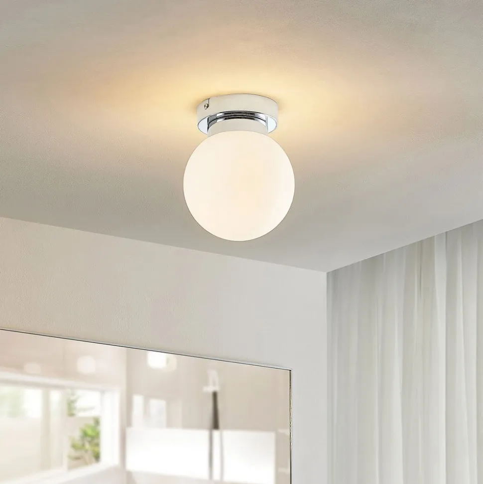 Lindby Tavino plafondlamp, bolvormige kap, chroom
