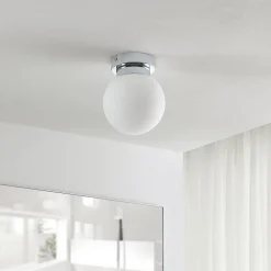 Lindby Tavino plafondlamp, bolvormige kap, chroom