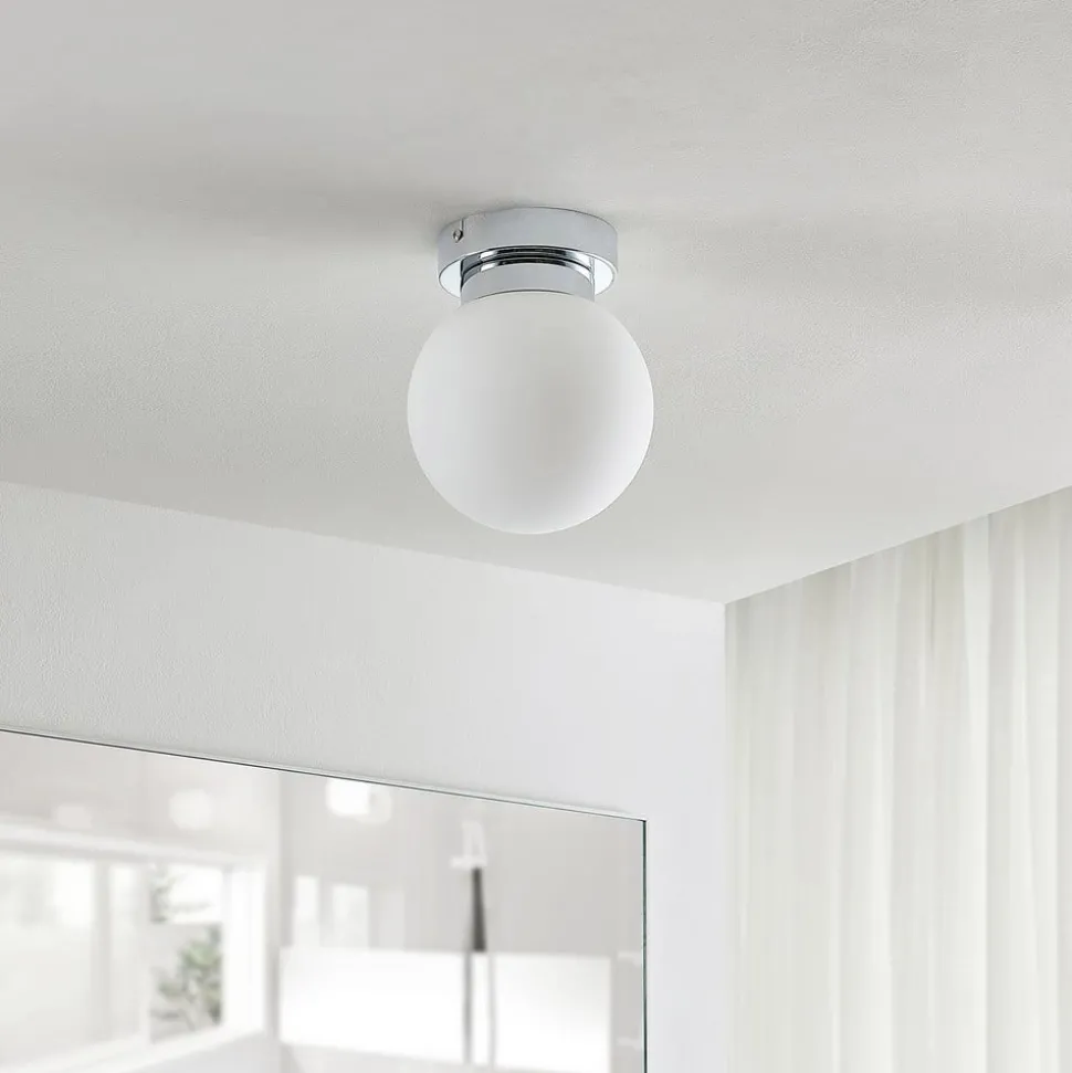 Lindby Tavino plafondlamp, bolvormige kap, chroom
